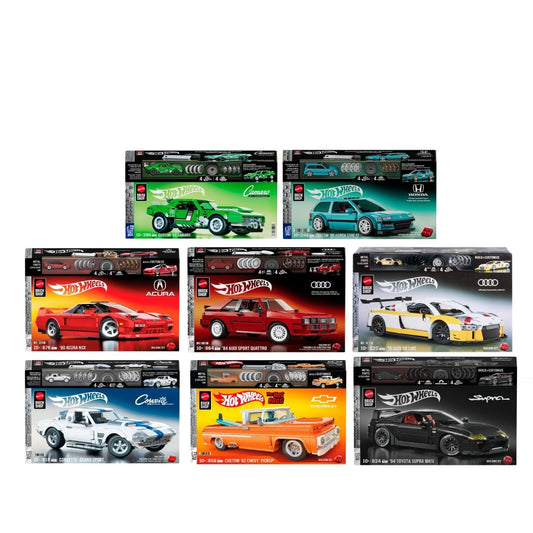 Hot Wheels Brick Shop Building Set ('15 AUDI R8 LMS, '90 ACURA NSX, CORVETTE)