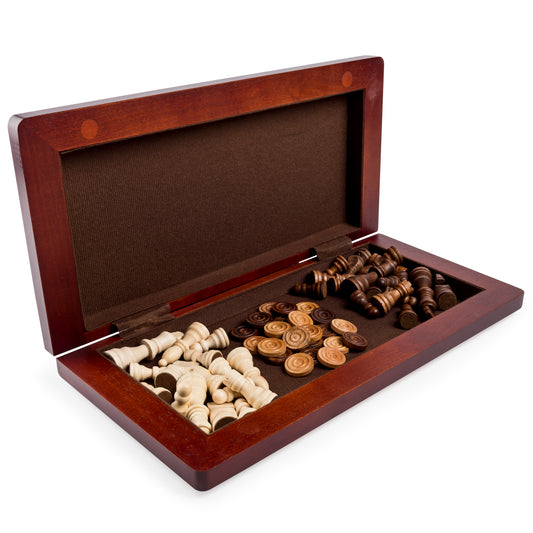 Cardinal Games Deluxe Wooden Chess & Checkers Set