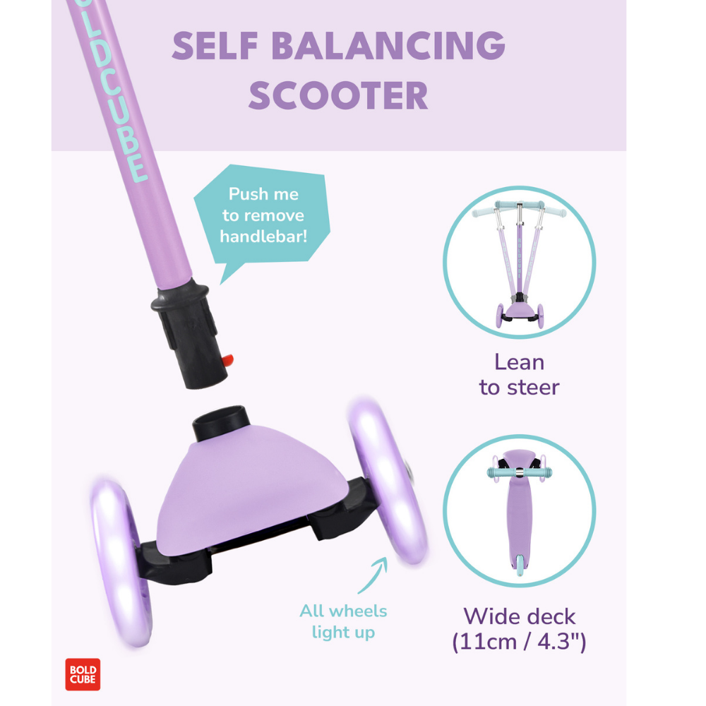 Boldcube Teeny 3-Wheel Kids Scooter with Light Up LED Wheels – Lilac Purple