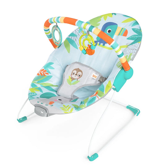 Bright Starts Rainforest Vibes Vibrating Bouncer, Baby Bouncer for Ages 0 Months Up