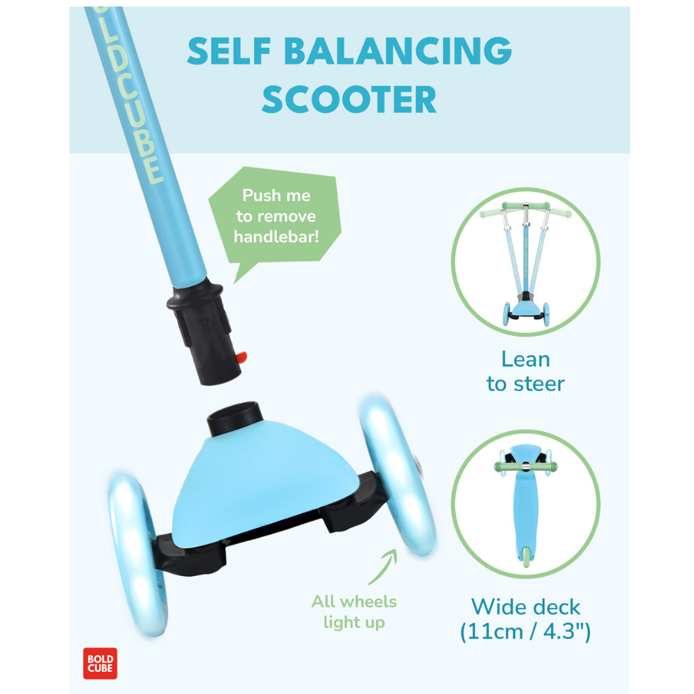 Boldcube Teeny 3-Wheel Kids Scooter with Flashing Wheels – Sky Blue