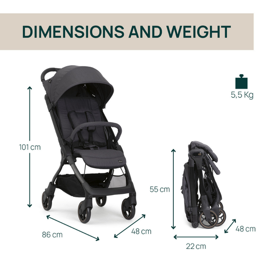 Chicco Aero WE 2 Stroller, One Hand Folding Stroller - Ebony