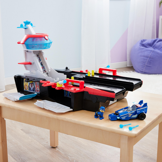 Paw Patrol The Mighty Movie Aircraft Carrier Transforming Marine HQ Playset I 2 Feet Dual Vehicle Launcher with 1 Mini Figure and Vehicle