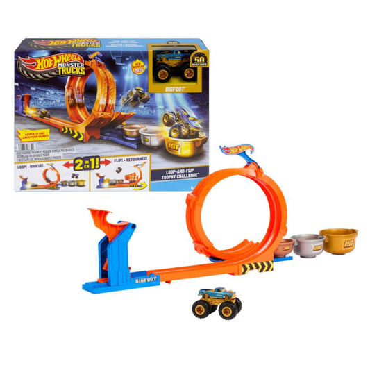Hot Wheels Monster Trucks 2 in 1 Loop-And-Flip Trophy Challenge Playset