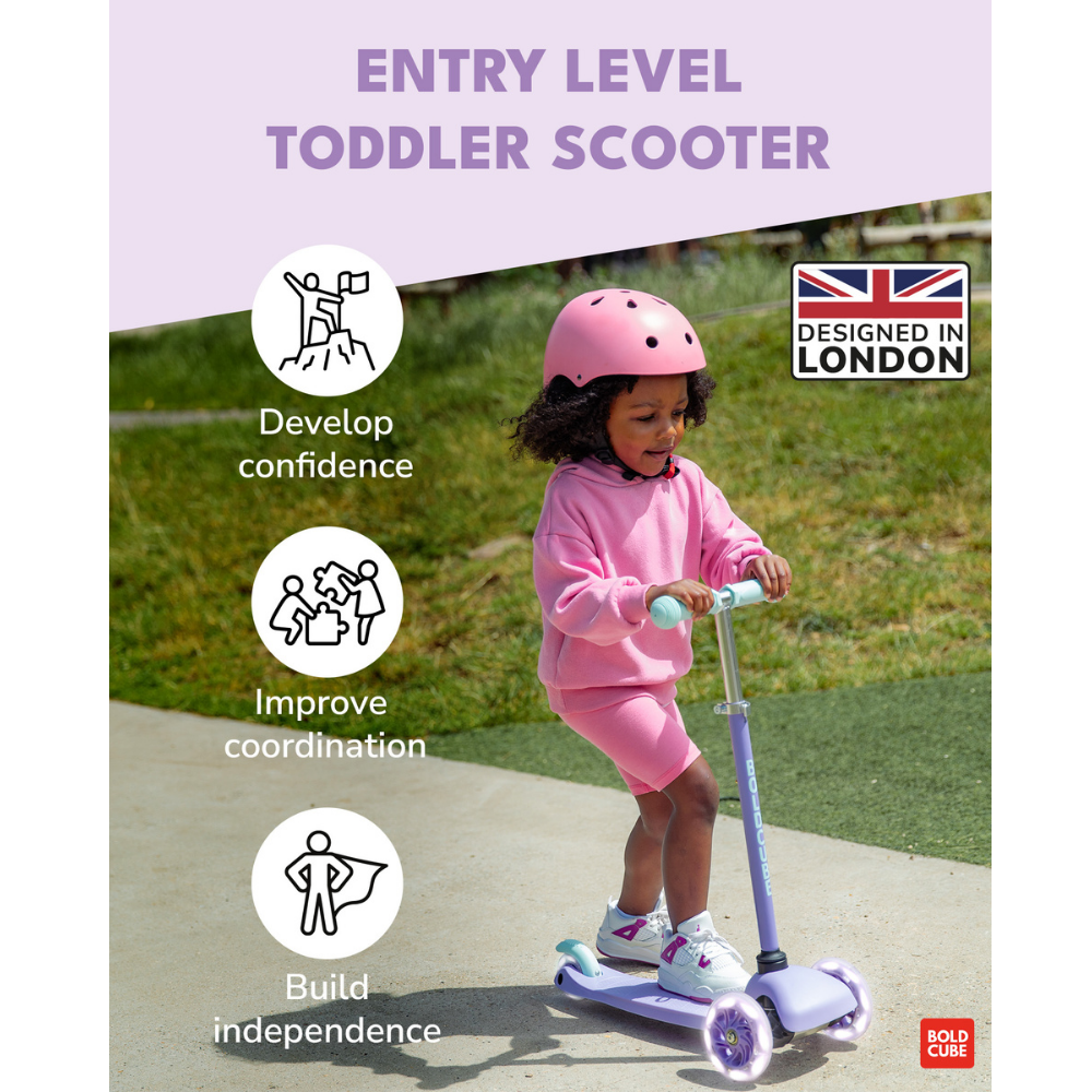 Boldcube Teeny 3-Wheel Kids Scooter with Light Up LED Wheels – Lilac Purple