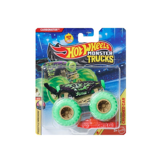 Hot Wheels Monster Trucks 1:64 Scale with Crushed Car (Case D)
