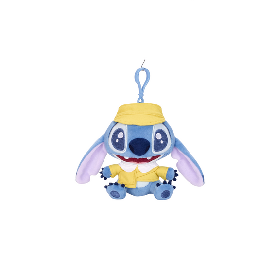 Disney Cutey Stitch Collection Plush Keychain - Raincoat Packsack Stitch