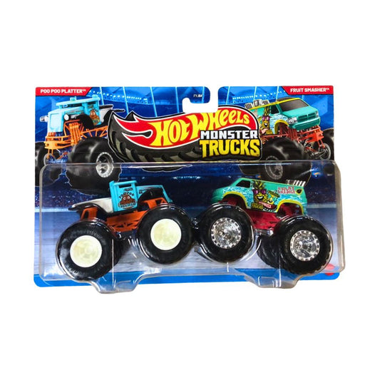 Hot Wheels Monster Trucks 1:64 Scale Die-Cast Vehicle with Crushed Car (Case D)