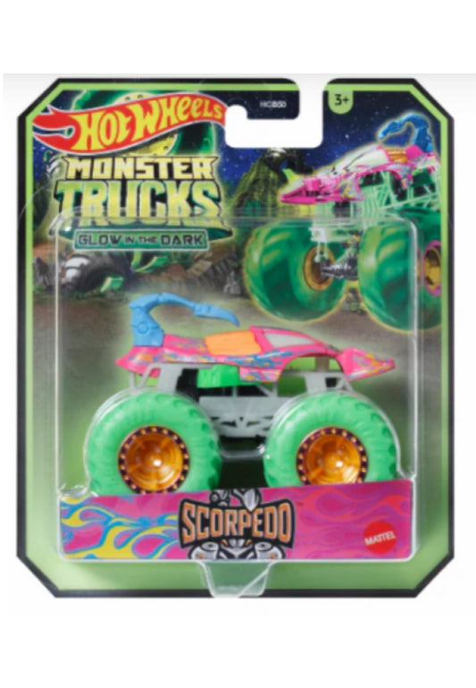 Hot Wheels Monster Trucks 1:64 GLOW-IN-THE-DARK Diecast -Scorpedo