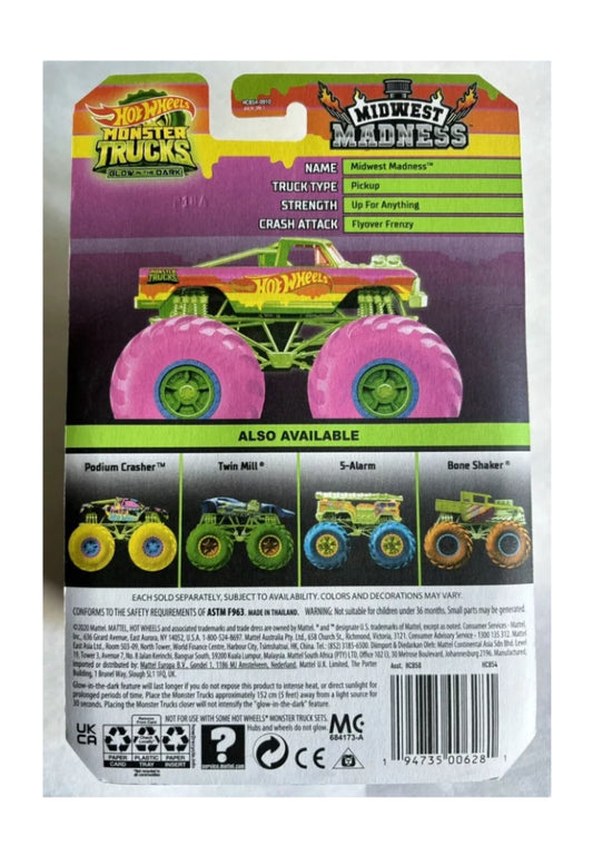 Hot Wheels Monster Trucks 1:64 Glow-In-The-Dark Diecast - Midwest Madness