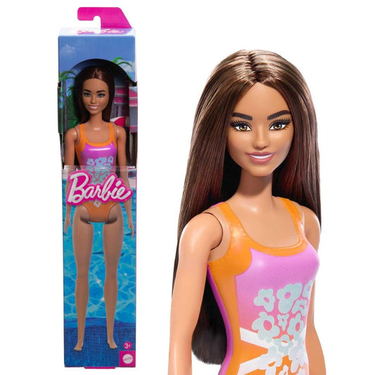 Barbie Beach Doll - Tropical Pink and Orange Swimsuit
