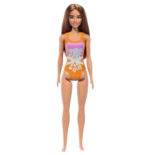 Barbie Beach Doll - Tropical Pink and Orange Swimsuit