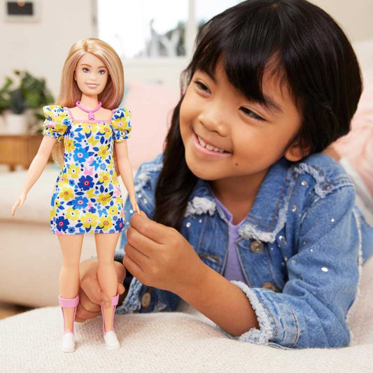 Barbie Fashionista Blonde Doll With Down Syndrome in Floral Dress