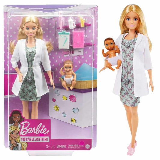 Barbie Career Doll Blonde Doctor Doll w/ Baby Doll