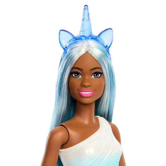 Barbie Fairytale New Core Unicorn Dolls With Blue Rainbow Colour Fantasy Hair & Glittery Knee-High Boots