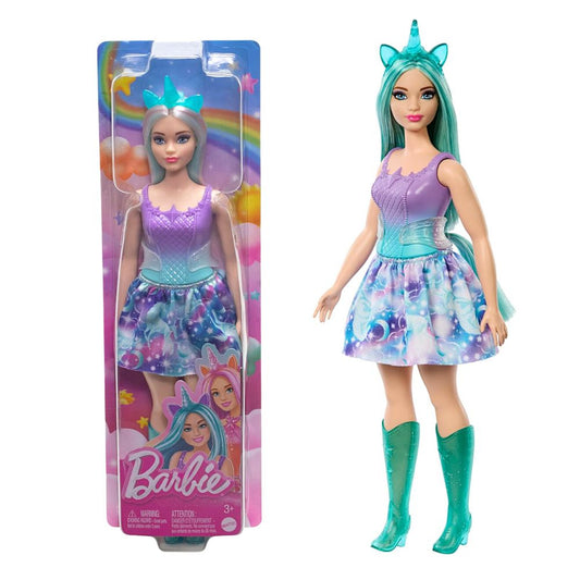 Barbie Fairytale New Core Unicorn Dolls With Green Rainbow Colour Fantasy Hair & Glittery Knee-High Boots