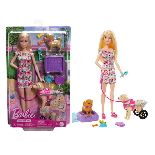 Barbie Fam Doll With Puppy In Wheelchair Set