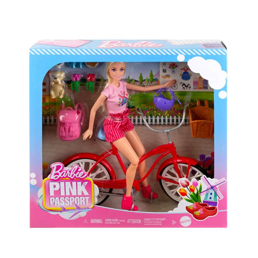 Barbie Pink Passport Holland Doll Set With Bicycle