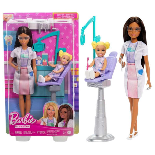 Barbie Career Nurturing Playset w/ Dentist Doll, 1 Kid Doll & Dental Accessories