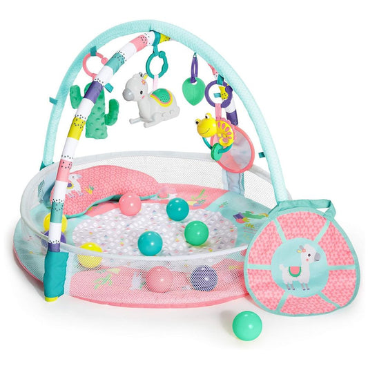 Bright Starts 4-in-1 Rounds of Fun (Pink), Baby Activity Gym and Ball Pit