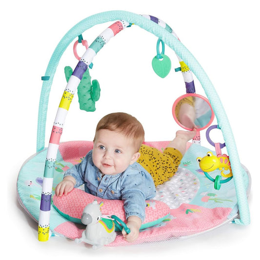 Bright Starts 4-in-1 Rounds of Fun (Pink), Baby Activity Gym and Ball Pit