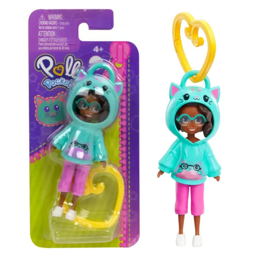 Polly Pocket Hoodie Buddies Clip-on Keychain Mini Doll