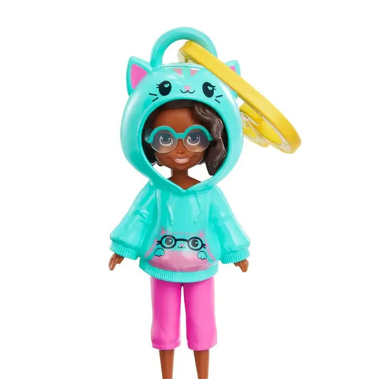 Polly Pocket Hoodie Buddies Clip-on Keychain Mini Doll