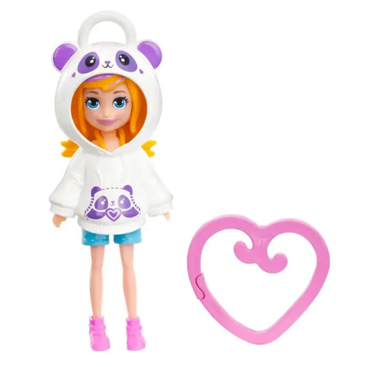 Polly Pocket Hoodie Buddies Clip-on Keychain Mini Doll