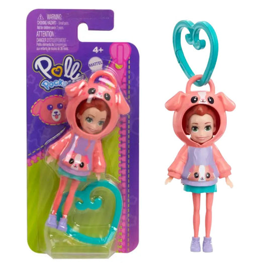 Polly Pocket Hoodie Buddies Clip-on Keychain Mini Doll