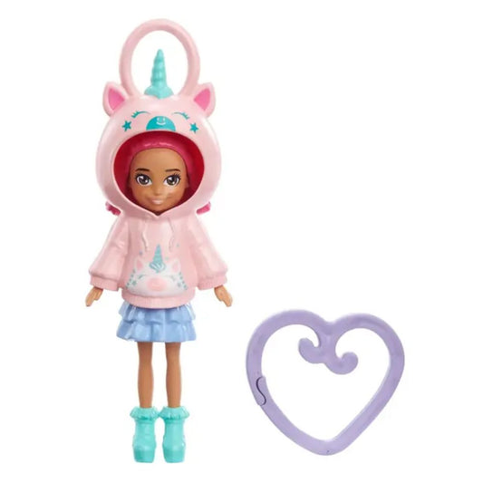 Polly Pocket Hoodie Buddies Clip-on Keychain Mini Doll