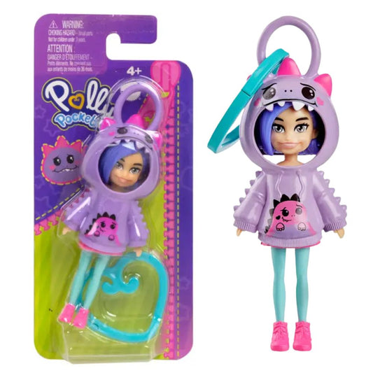 Polly Pocket Hoodie Buddies Clip-on Keychain Mini Doll