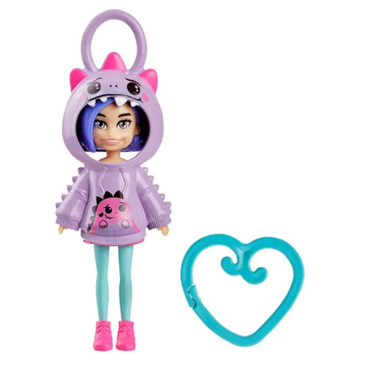 Polly Pocket Hoodie Buddies Clip-on Keychain Mini Doll