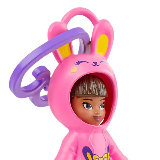 Polly Pocket Hoodie Buddies Clip-on Keychain Mini Doll