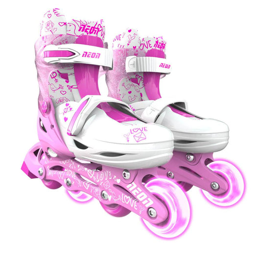 Neon Inline Skates Pink For Kids Adjustable Size (Size 3-6)