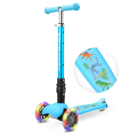 Bold Cube Blue Dinosaur Teeny Fold 3 Wheel Scooter Flashing Wheels