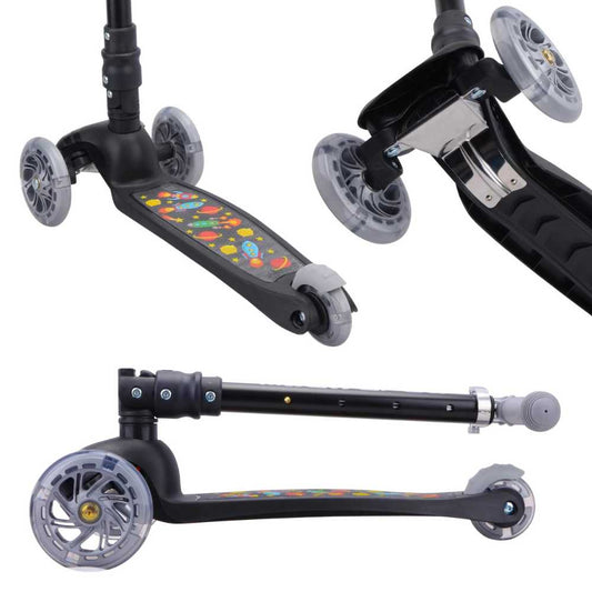 Bold Cube Black Rocket Teeny Fold 3 Wheel Scooter Flashing Wheels