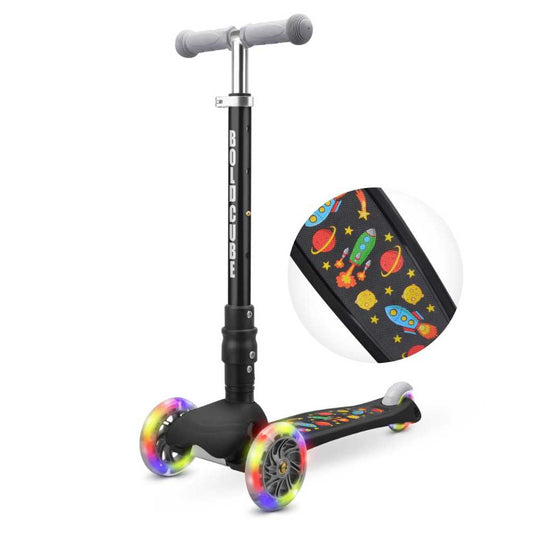 Bold Cube Black Rocket Teeny Fold 3 Wheel Scooter Flashing Wheels