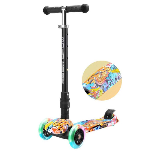 Bold Cube Foldable Street Graffiti Big 3 Wheel Scooter Flashing Wheels