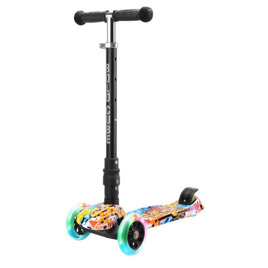 Bold Cube Foldable Street Graffiti Big 3 Wheel Scooter Flashing Wheels