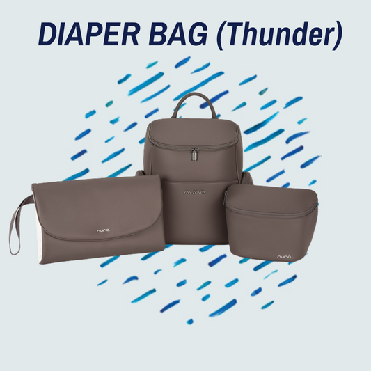 Nuna Diaper Bag with Changing Pad, Multiple interior pockets Bag, and Pouch -  ( Thunder, Caviar)