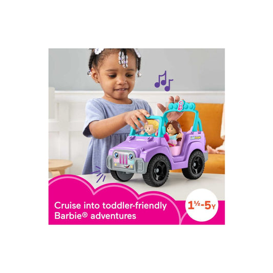 Fisher-Price Little People Barbie Toy Car Beach Cruiser with Music Sounds and 2 Figures for Ages 18 Months up