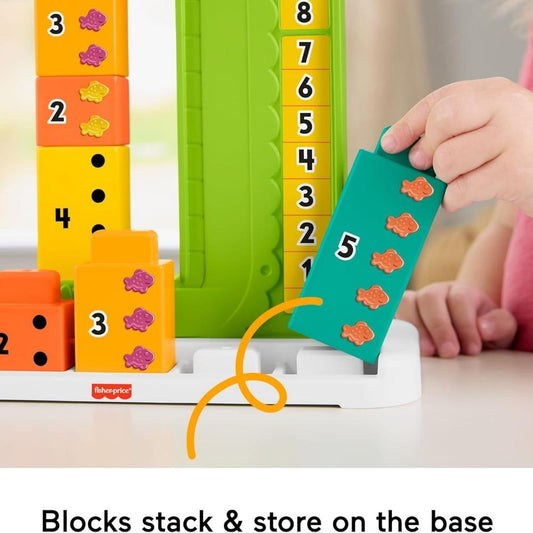 Fisher-Price Adding Alligator Educational Toy Counting Activity w/ 10 Stacking Blocks For Kids 3 Years Old Up