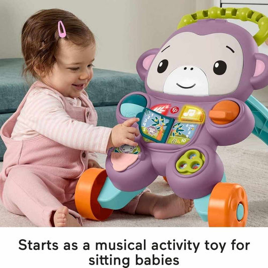 Fisher Price Learn With Me Purple Monkey Baby Walker with Lights & Sounds For Ages 6m+