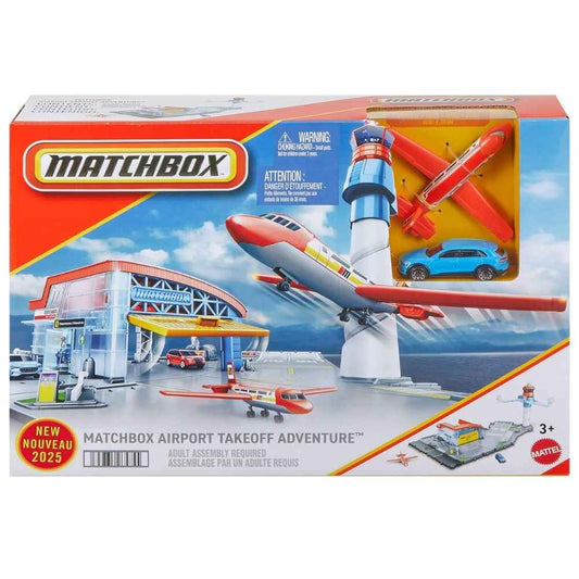 Matchbox Airport Takeoff Adventure Playset with 1 Die-Cast Toy Car & 1 Plastic Plane