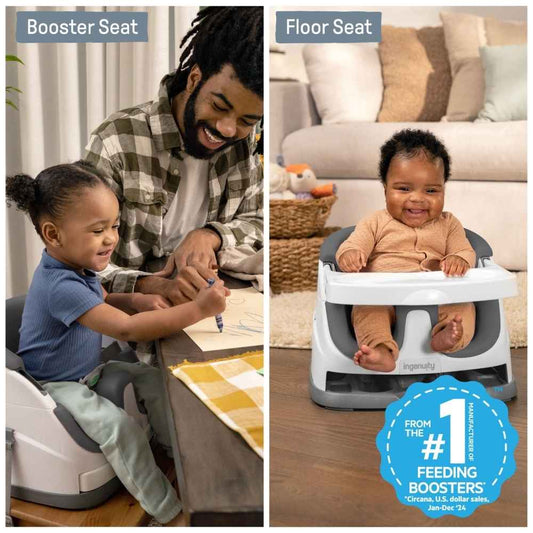 Ingenuity Baby Base 2-in-1 Booster and Floor Seat For 6-36 Months - Slate