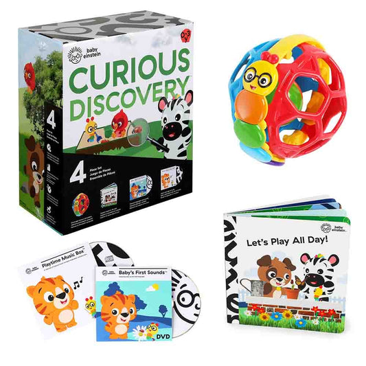 Baby Einstein Curiosity Box, Baby 4 Piece Gift Set for Ages 0-3 Years Old