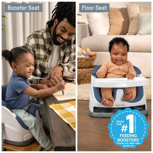 Ingenuity Baby Base 2-in-1 Booster and Floor Seat For 6-36 Months - Night Sky