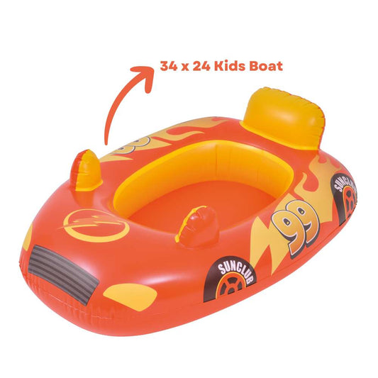 Jilong Kids Boat Floater 34 x 24 Inflatable (Red/Orange)