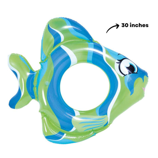 Jilong 30 Inches Inflatable Fish Swim Ring in Green Floater