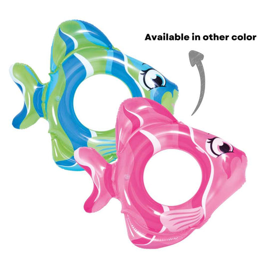 Jilong 30 Inches Inflatable Fish Swim Ring in Green Floater
